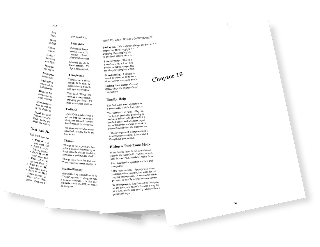 Sample pages from the book — pricing math, sales scripts, consignment template, market data